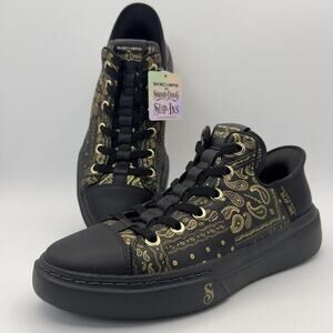Skechers x Snoop Dogg Slip-Ins Sneakers Black Gold Paisley Print Men’s Size 5.5